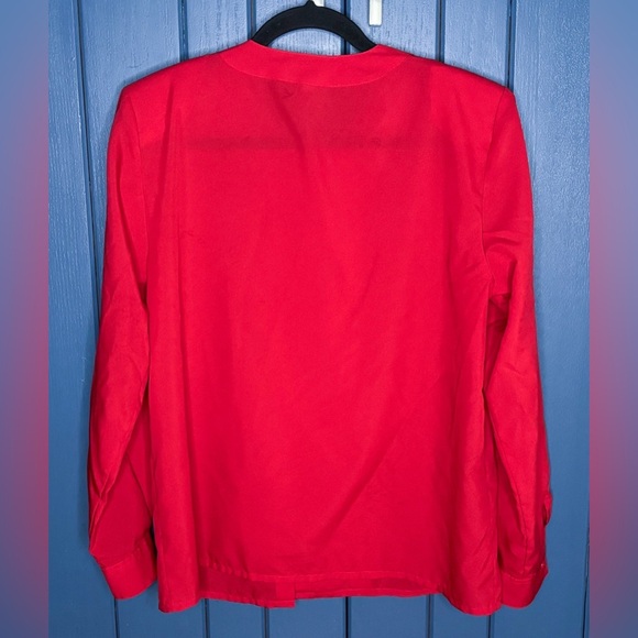 Vintage Red Pintuck Blouse Shirt Size 12 Secretary Geek Romance Neutral READ - Picture 2 of 5